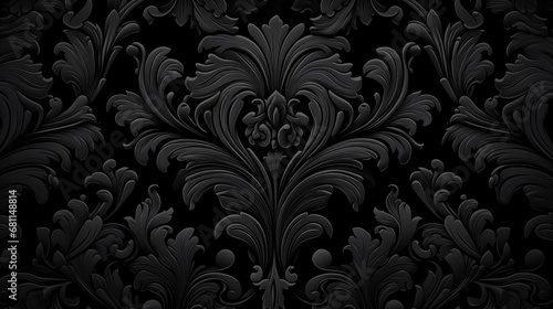 Damask pattern on black background