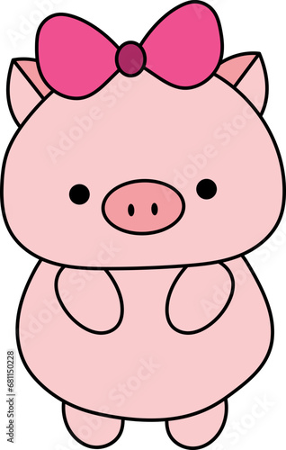 Piglet with ribbon illustration