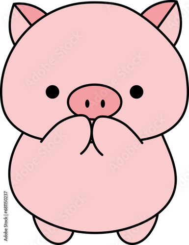 Piglet shy illustration