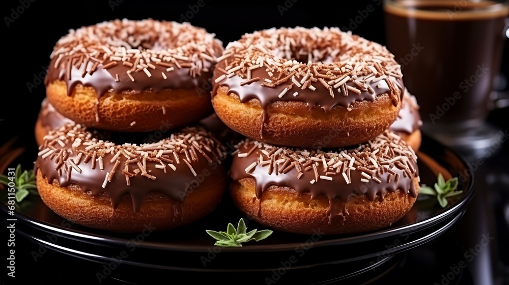 Chocolate covered donuts with nuts on a dark surface,Chocolate day, Valentines Day, Valentines week
Chocolate covered donuts with nuts on a dark surface,Chocolate day, Valentines Day, Valentines week