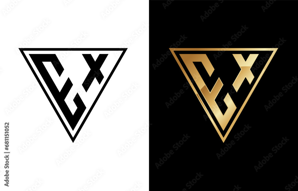 Triangle Letter E and X Logo Design Triangle Letter E and X Logo Design
