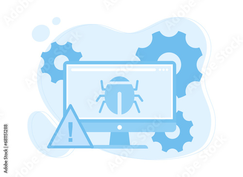 computer malware virus attack concept flat illustration