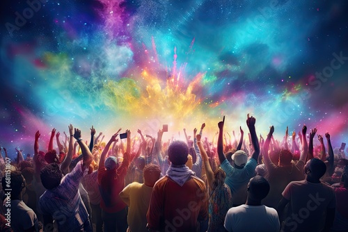 a colorful crowd at a concert Generative AI © SKIMP Art