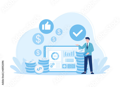 website monetization money online concept flat illustration