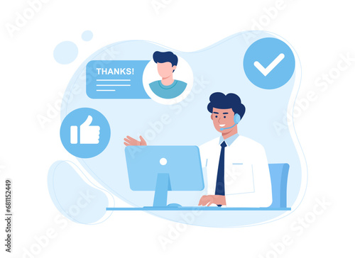 call center and technical support for customers, online consultation concept flat illustration