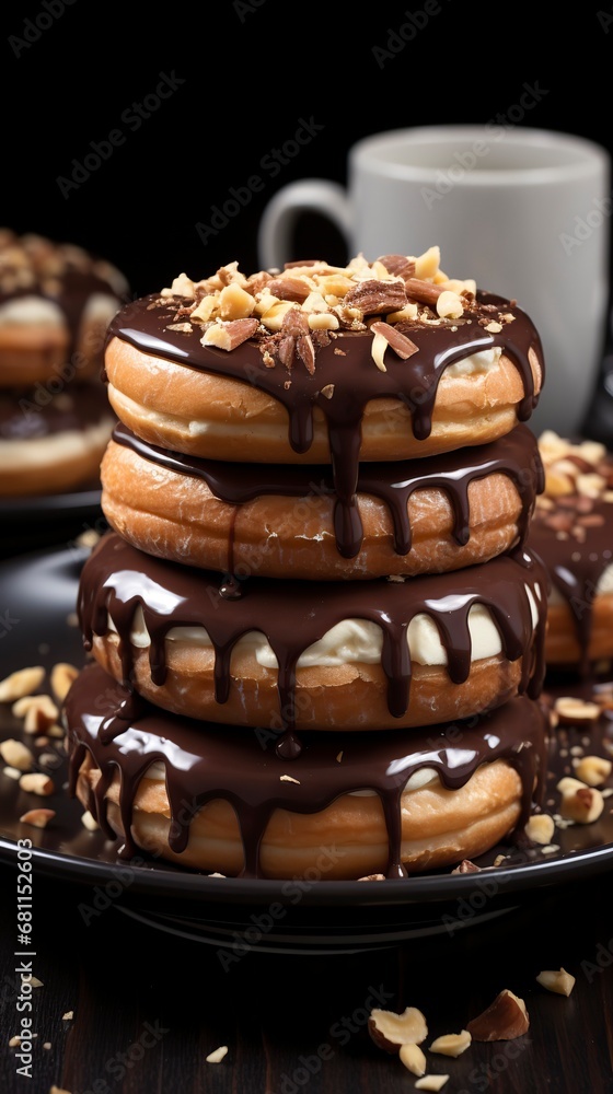 Chocolate donuts with nuts on a dark background stock photograph ,Chocolate day, Valentines Day, Valentines week
Chocolate donuts with nuts on a dark background stock photograph ,Chocolate day, Valentines Day, Valentines week