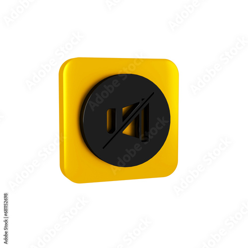 Free Download Black Mute microphone icon isolated on transparent background. Microphone audio muted. Yellow square button. - GFXLoad