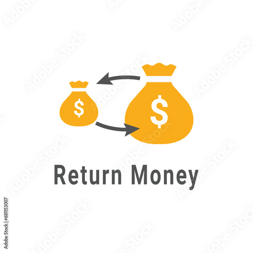 Return money icon vector logo design concept