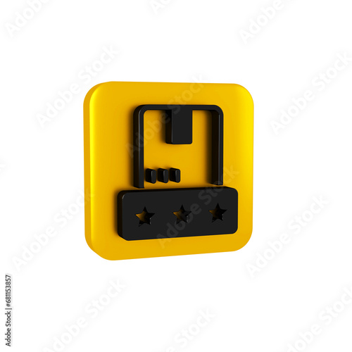 Black Consumer or customer product rating icon isolated on transparent background. Yellow square button.