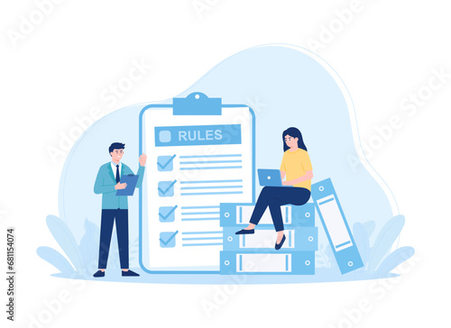 women are learning by rules concept flat illustration