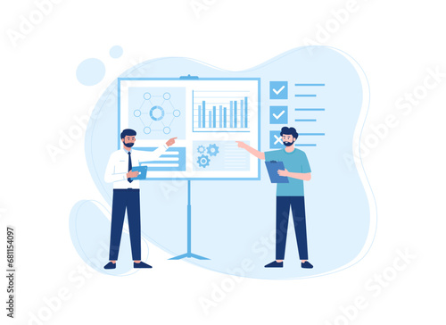 men are arguing about work and business growth concept flat illustration