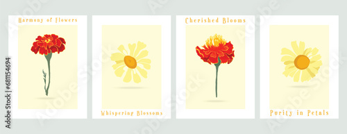 Vector minimalistic cards with plant parts