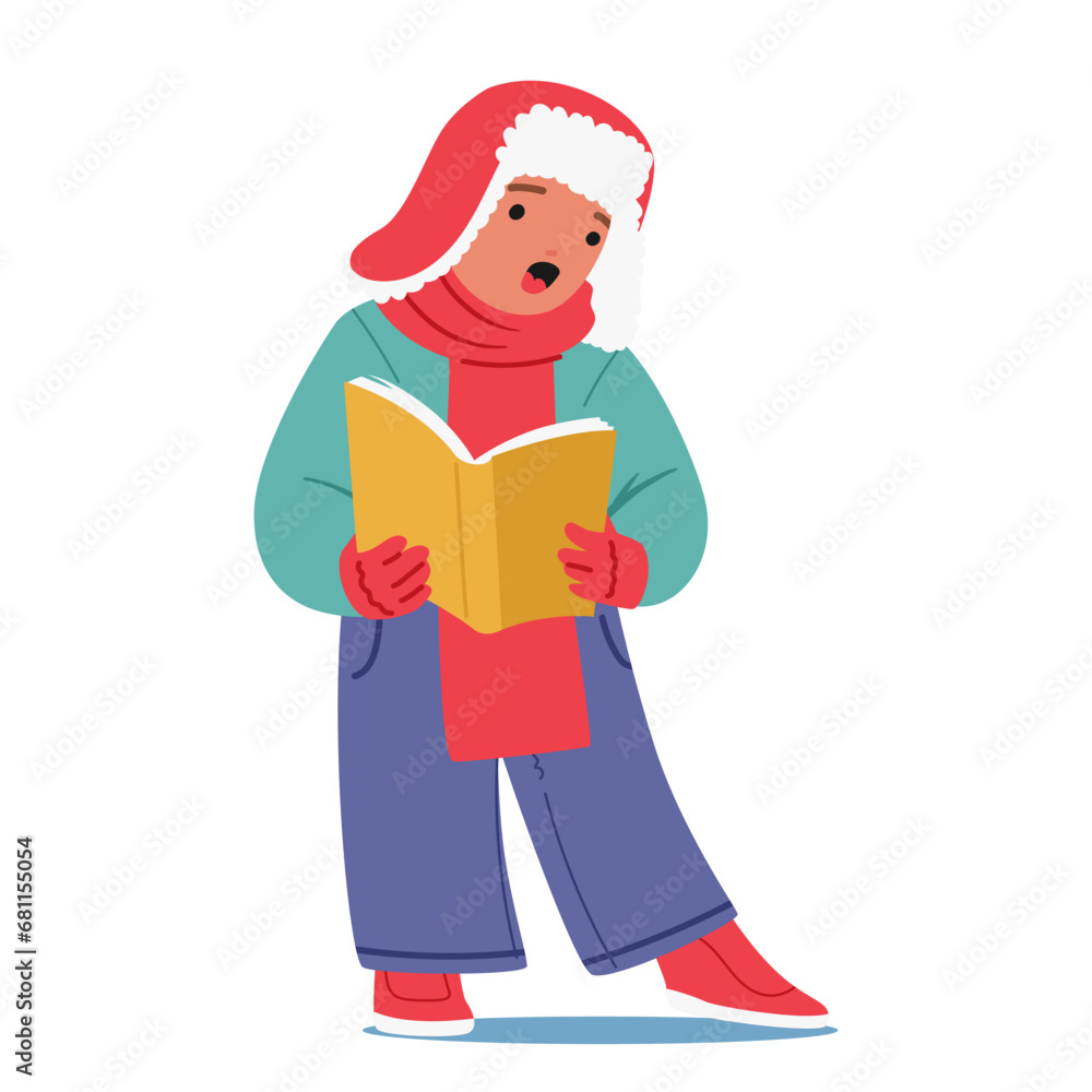 Joyful Child With A Bright Smile Sings Heartwarming Christmas Carols. Little Boy Character Spreading Festive Cheer Joyful Child With A Bright Smile Sings Heartwarming Christmas Carols. Little Boy Character Spreading Festive Cheer