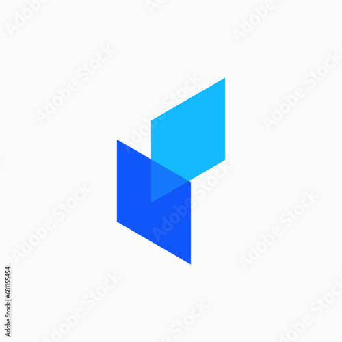 letter p, pl abstract initial logo design vector