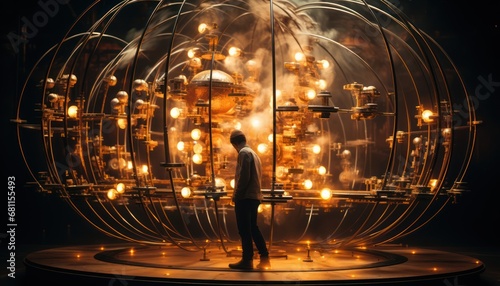 A Radiant Encounter: A Man Awed by the Enormous Ball of Lights