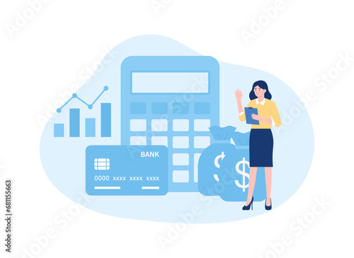 Purchase payment processing. credit card transactions  financial operations  electronic money transfers concept flat illustration