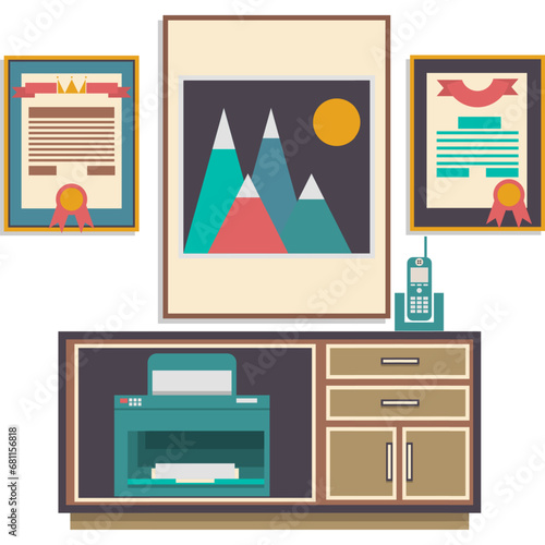 Office workspace vector icon design interior