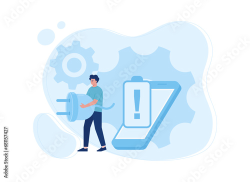 running out of mobile phone resources concept flat illustrtion