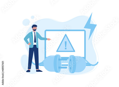 man experiences system error concept flat illustration