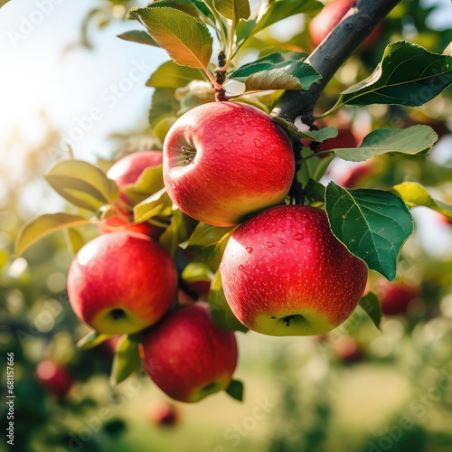 Bunch of apples hanging on a tree