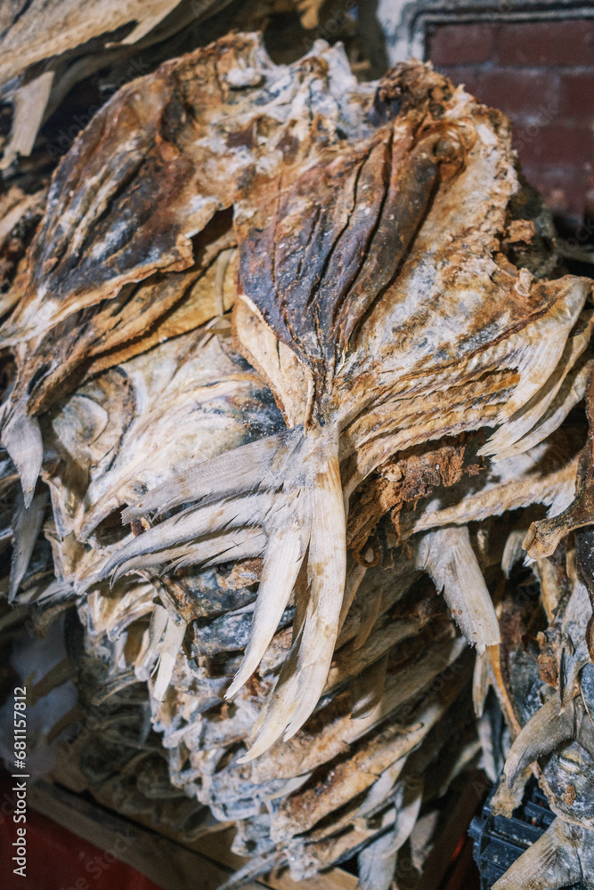 vertical of dry fish food fresh in food market stand vertical of dry fish food fresh in food market stand