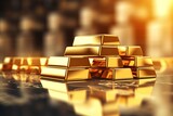 Gold bars. Golden bullions. Treasure and Finance concept. Ai Generative