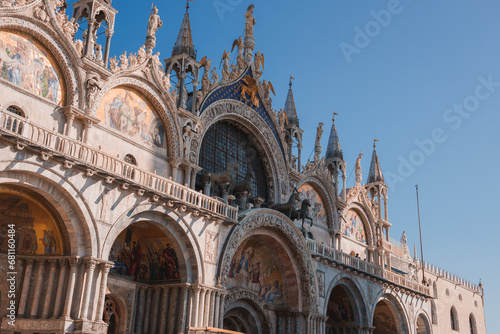 Beautiful Saint Marks Basilica building in Venice, Italy. Capture the essence of this stunning city with this captivating image. St. Marks Basilica photo