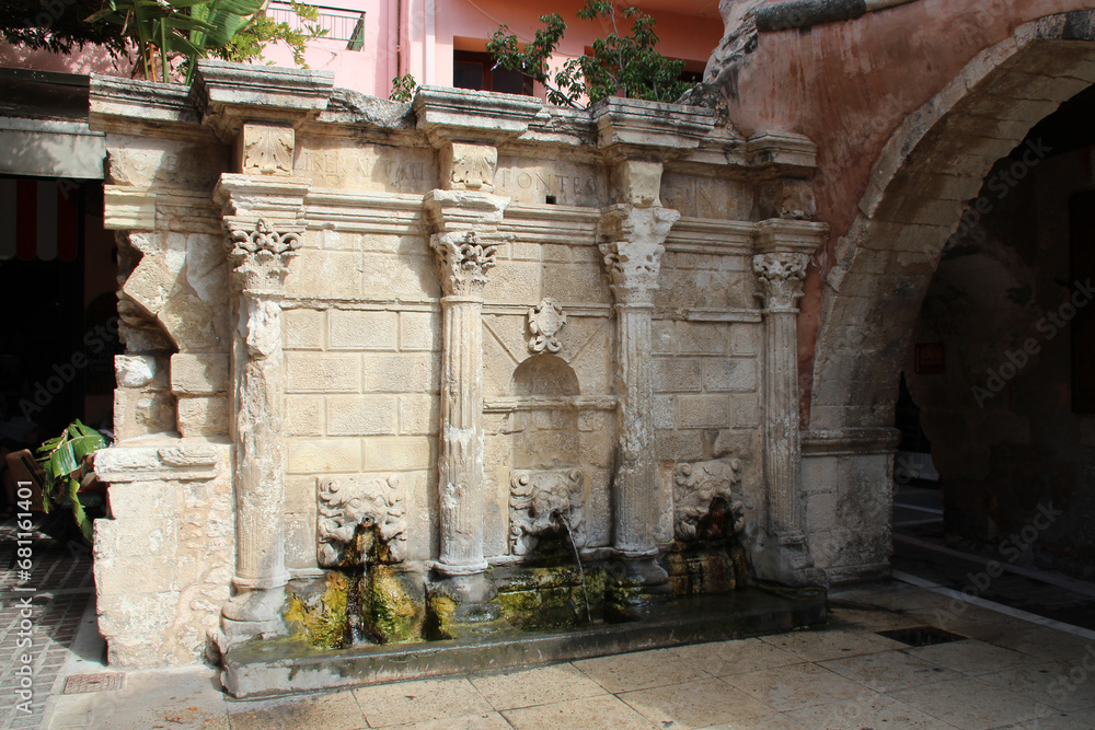 rimondi fountain in rethymno in crete in greece
