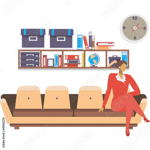 Elegant woman waiting for interview meeting vector