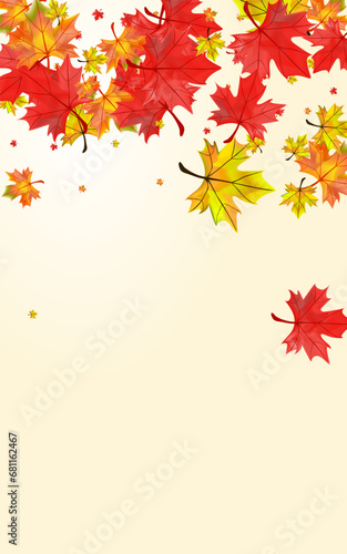 Yellow Plant Background BeigeVector. Floral Yellow Plant Background Beige Vector. Floral Isolated Template. Autumnal Decor Leaf. Ground Foliage Frame.