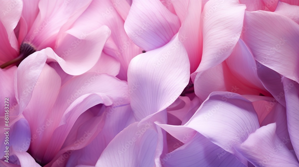 Macro detail of cyclamen petals, with a soft focus, pink natural floral background banner. Macro detail of cyclamen petals, with a soft focus, pink natural floral background banner.