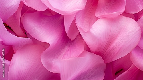 Macro detail of cyclamen petals, with a soft focus, pink natural floral background banner. © JW Studio