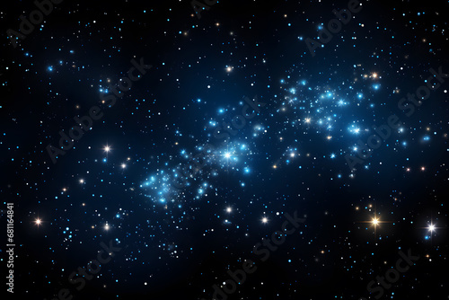 Dark blue space background with many details of Space  such a stars  nebulae  constellations and planets