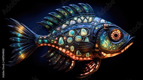 A fish that is glowing up in the dark. Celestial fantasy fish.