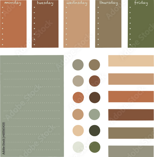 autumn color planner diary bullet journal  week to do set