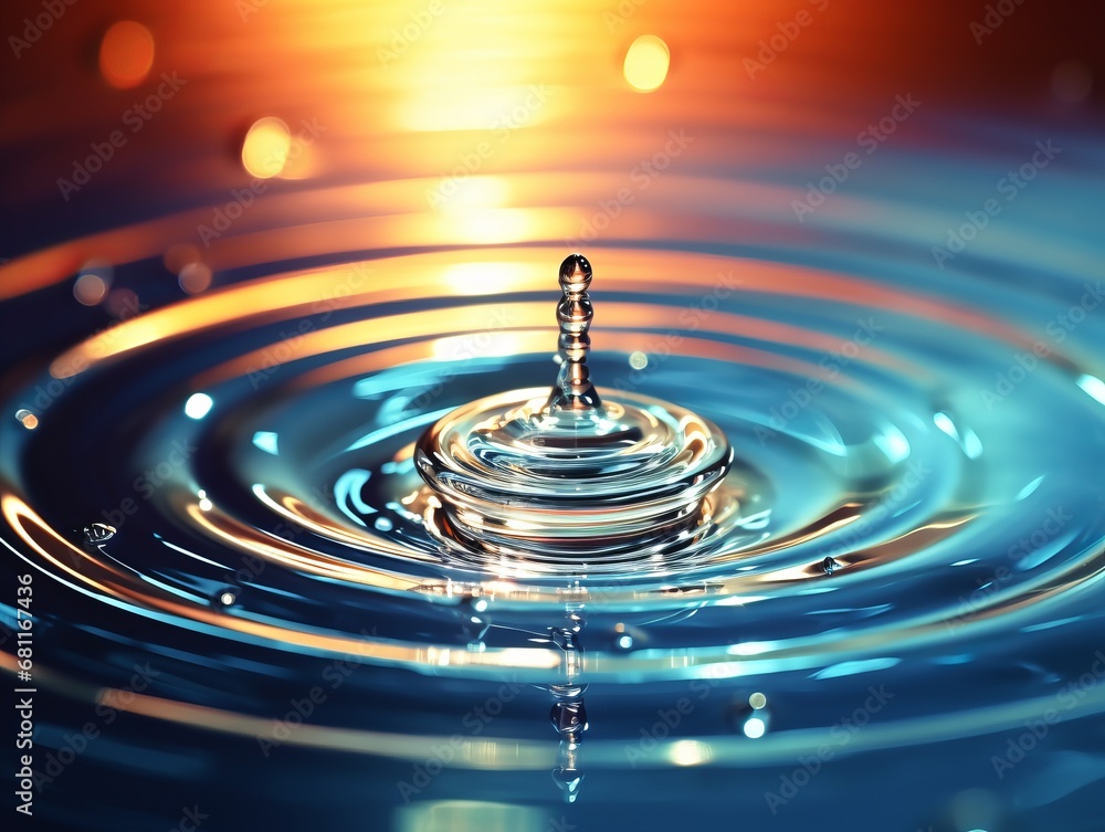 A macro image of a water drop fall in to water and beautiful water ripple effect Illustration Generative AI A macro image of a water drop fall in to water and beautiful water ripple effect Illustration Generative AI