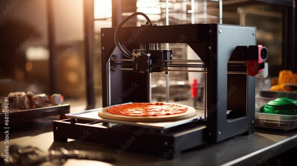 food 3d printer printing a pizza food 3d printer printing a pizza