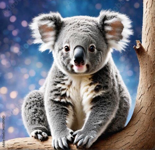Glistening Koala Captivating of a Playful Koala with Amber Eyes