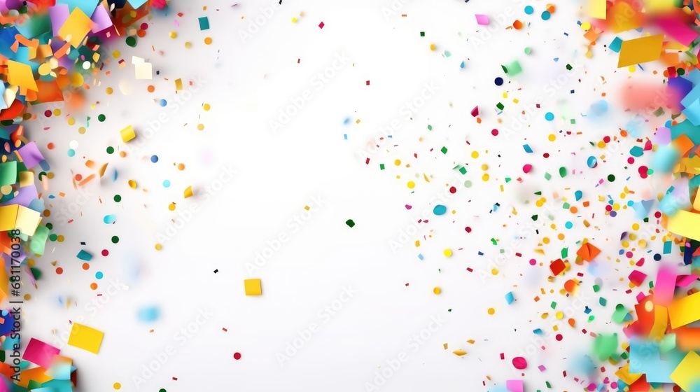 Festive multi-colored paper confetti party, background