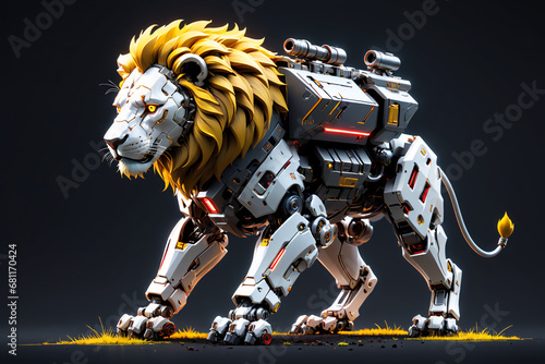robot mecha tiger, half robotic body tiger