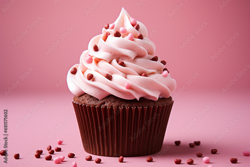 cupcake with pink icing cupcake with pink icing