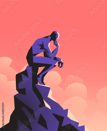 A man contemplating alone at the top of the hill.
