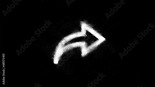 Spray painted black arrow sign icon button symbol set collection on black background