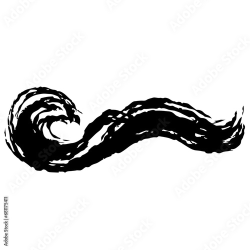 シンプルな波の墨絵のイラスト素材　ベクター