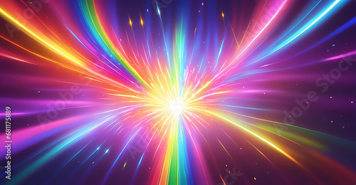 rainbow colorful explosion light speed AI interface magical expansion