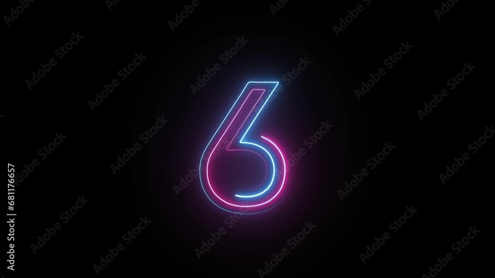 Neon number 6 with alpha channel, neon numbers, number six Neon number 6 with alpha channel, neon numbers, number six