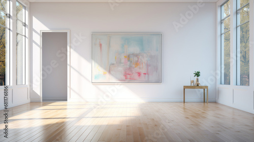 a bright and airy hallway with white walls and a wooden floor