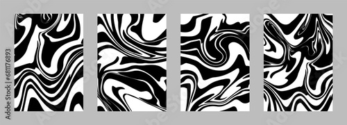 Liquid marble distorted abstract psychedelic backgrounds, covers. Vector creative psychedelic groovy patterns