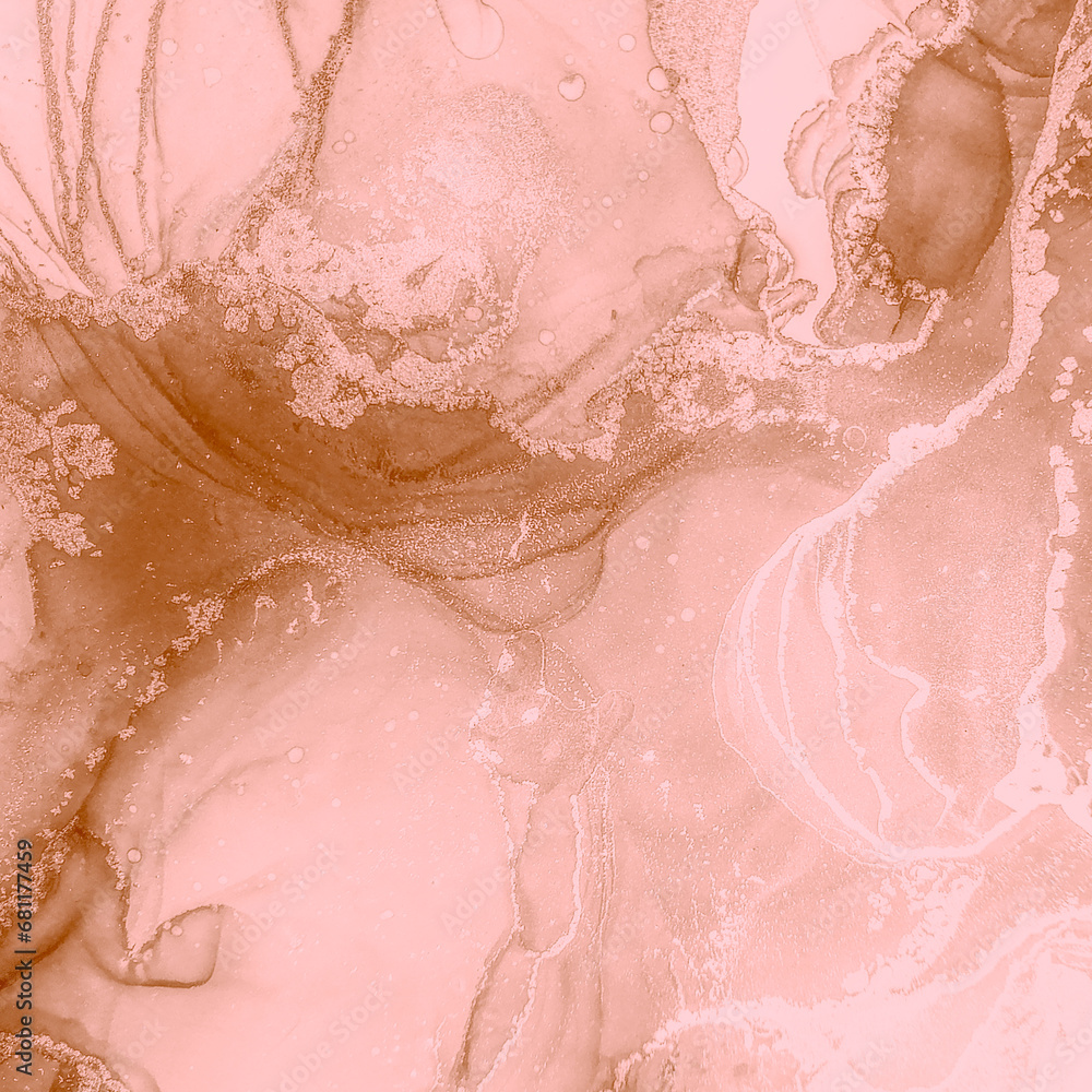Fototapeta premium Alcohol Ink. Texture Graphics. Coral Marble