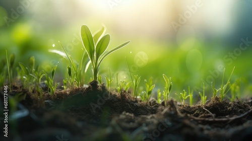 Plants Growing with Blurred Natural Background and Sunlight Photography